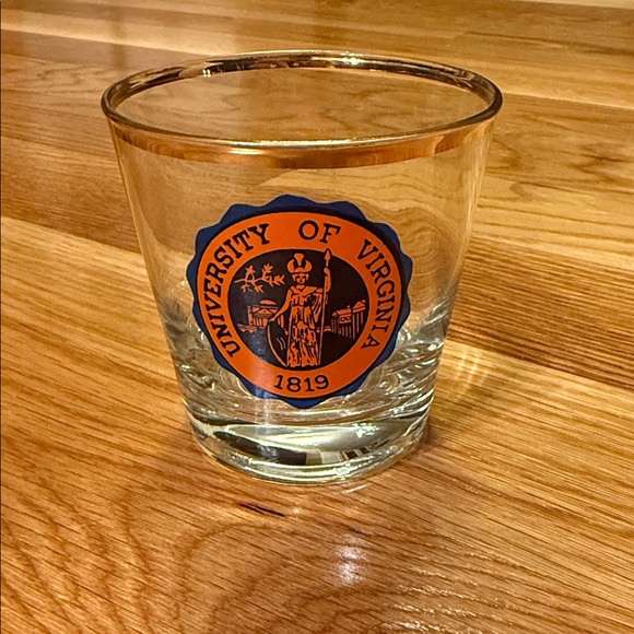 University of Virginia Glass Tumbler - Orange and Blue UVA Vintage Rare - Picture 1 of 4